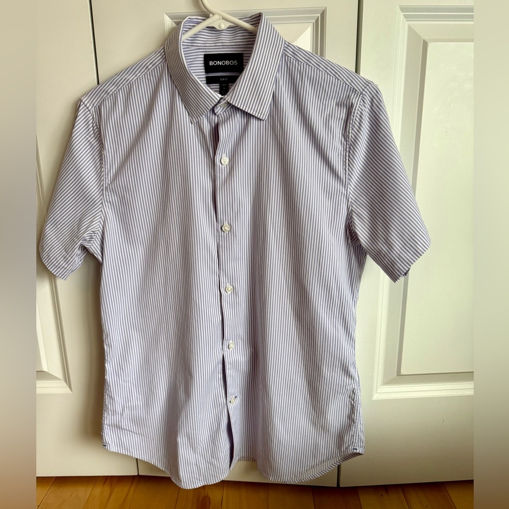 Bonobos Men's White and Lavender Pinstripe Shirt
